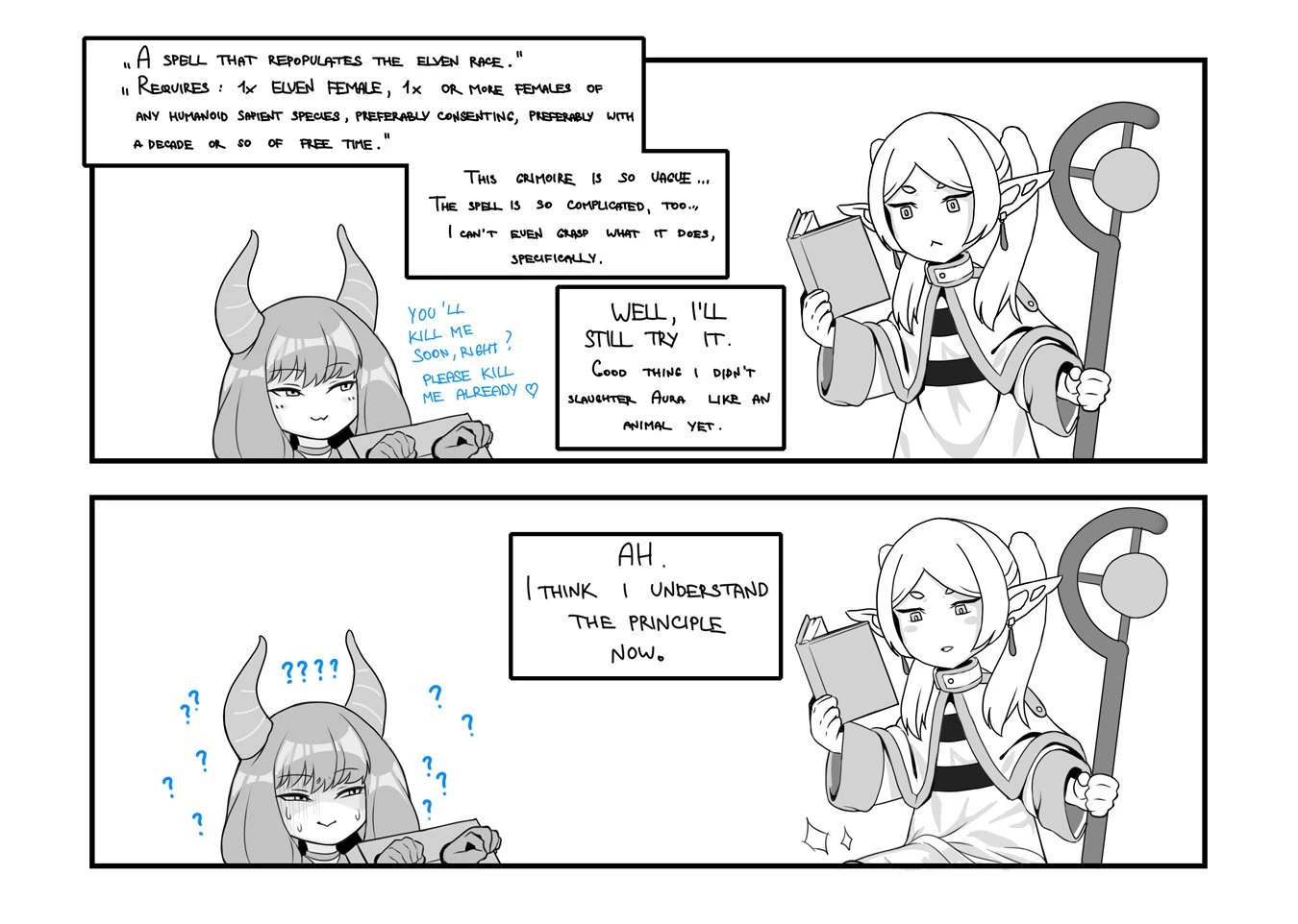 Frieren preparing to do her   the revival of the elven race