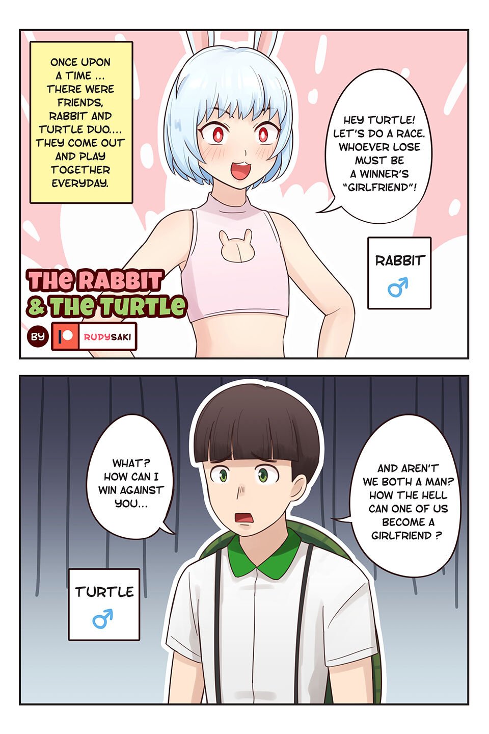 RudySaki - The Rabbit and The Turtle (rudy saki), 9 images. Gender bender  porn comics.