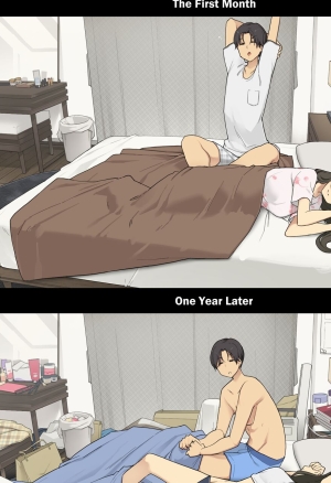 A Day in the Life of a Couple: Their First Month Living Together vs. One Year Later  Dousei Seikatsu Ikkagetsume to Ichinen Ato, Asaokite kara Shuushin made no Hikaku