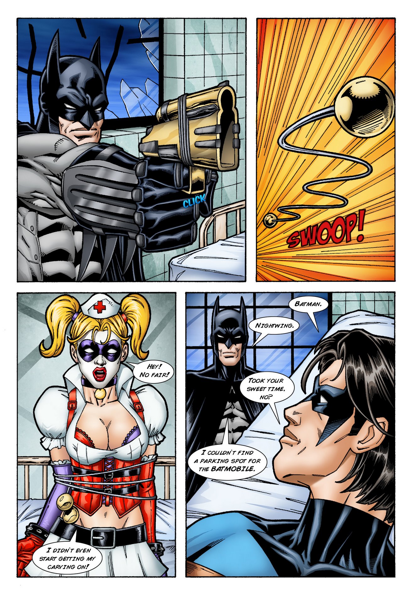Batman and Nightwing discipline Harley Quinn image number 4